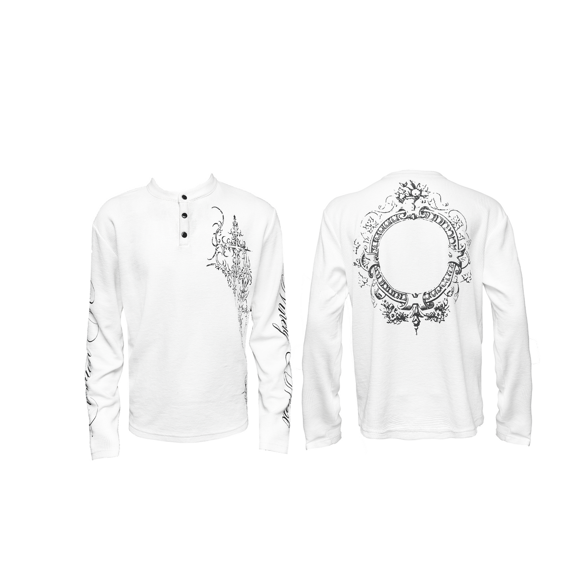 Print Henley Long-Sleeve